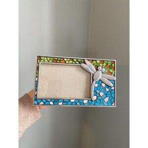 Dragonfly Mosaic Picture Frame In Blue & Green With Metal Accents